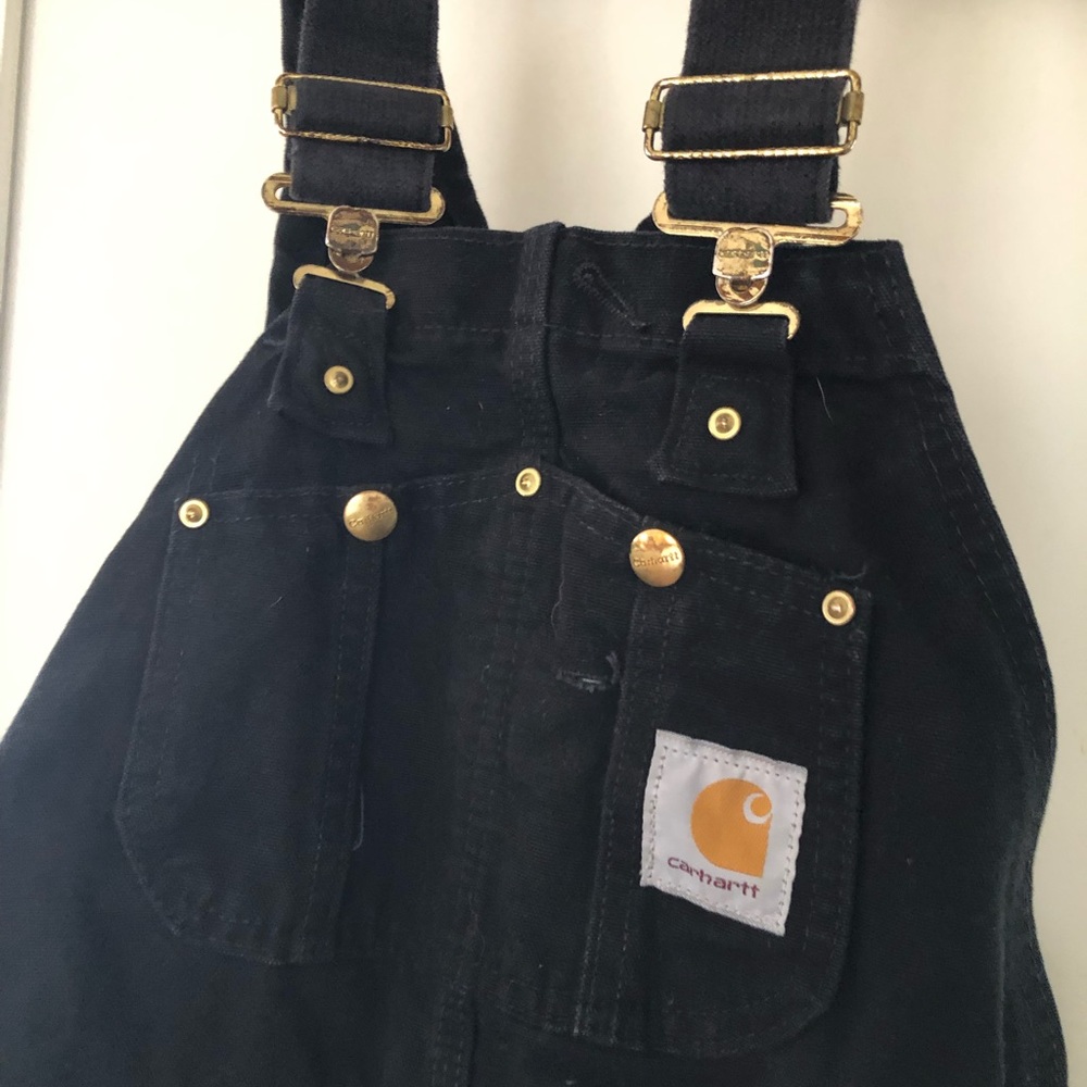 Carhartt duck double front black overalls 32x30